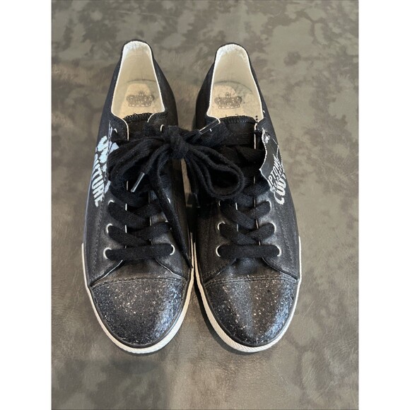 Juicy Couture Logo Sneakers Y2K Bling Black Sz 9.5 - Picture 5 of 13